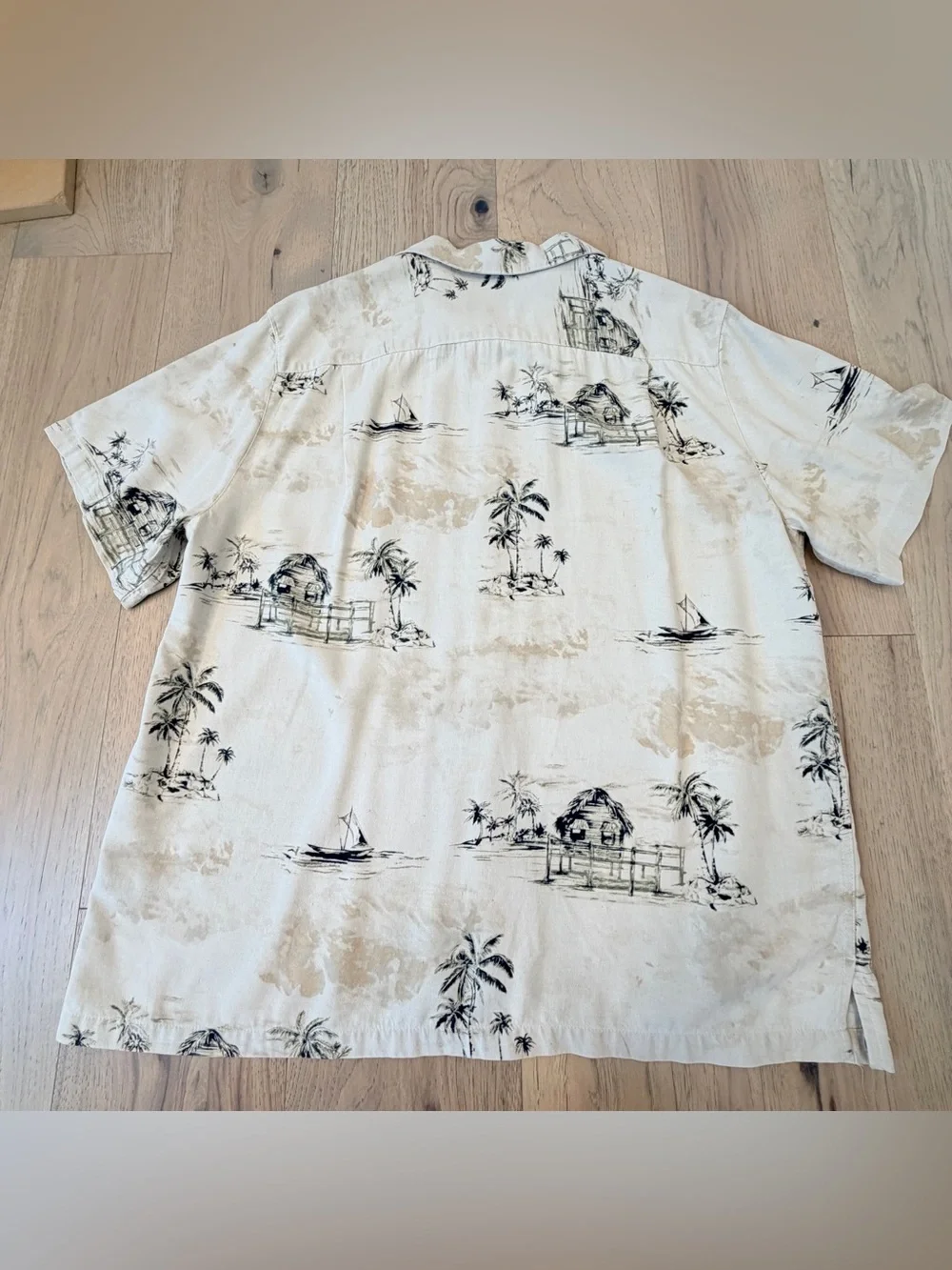 Caribbean Joe Mens XXL 100% Silk Hawaiian Camp Shirt Tropical Beach Aloha